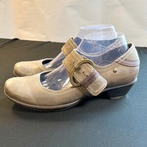 Pikolinos EU 39 US 8.5 brown leather mary janes big buckle Comfort Shoes heels